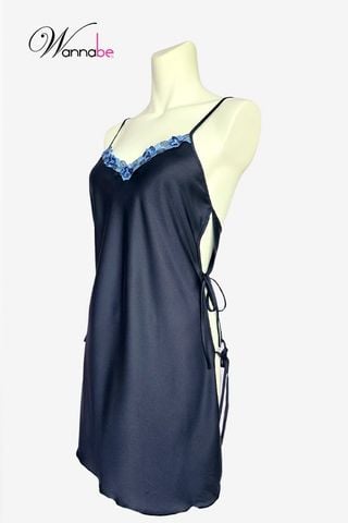 Váy ngủ lụa thiết kế sexy xẻ cao 2 hông thắt nơ WANNABE đầm ngủ nữ chuẩn khí chất nữ thần DNL03