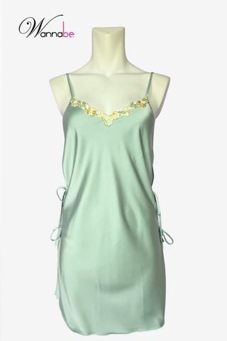 Váy ngủ lụa thiết kế sexy xẻ cao 2 hông thắt nơ WANNABE đầm ngủ nữ chuẩn khí chất nữ thần DNL03