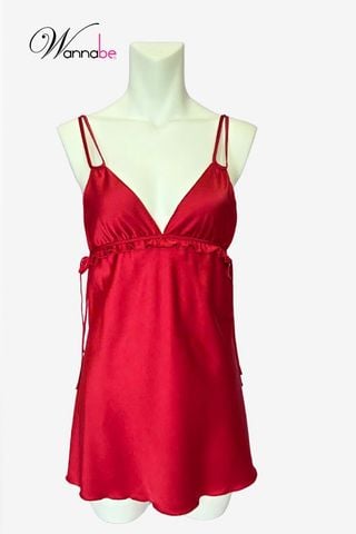 Váy ngủ lụa mềm mịn mượt tôn dáng eo thon WANNABE đầm ngủ nữ gợi cảm tinh tế, mặc êm như mây DNL04