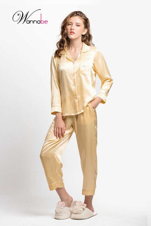  Đồ bộ mặc nhà Pijama cao cấp Wannabe, bộ dài BD35P tay dài, quần dài đơn giản, sang trọng [wannabe.com.vn] 