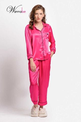 Đồ bộ mặc nhà Pijama cao cấp Wannabe, bộ dài BD35P tay dài, quần dài đơn giản, sang trọng [wannabe.com.vn]