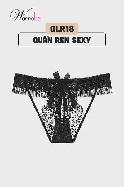 Quần lót ren lưới cao cấp Wannabe QLR18 hở mông đính nơ quyến