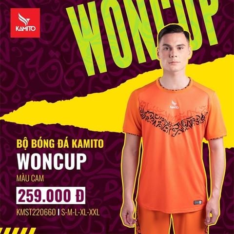 Bộ quần áo bóng đá Kamito FOOTBALL WONCUP - Cam KMST220660