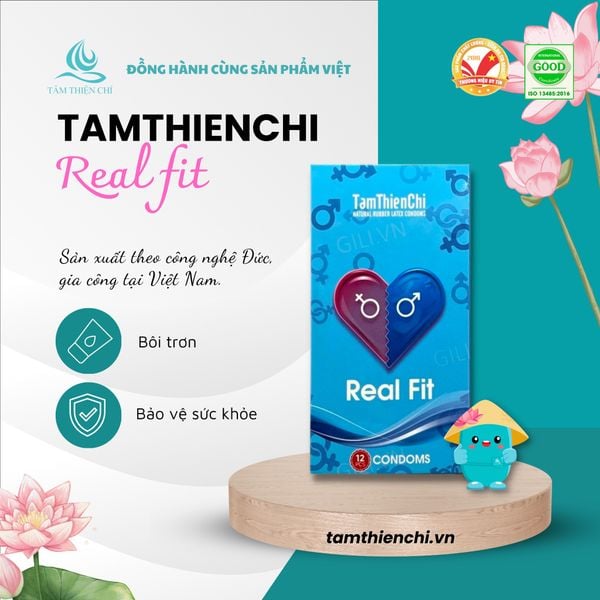 Bao cao su Tâm Thiện Chí Real Fit ôm sát hộp 12 cái