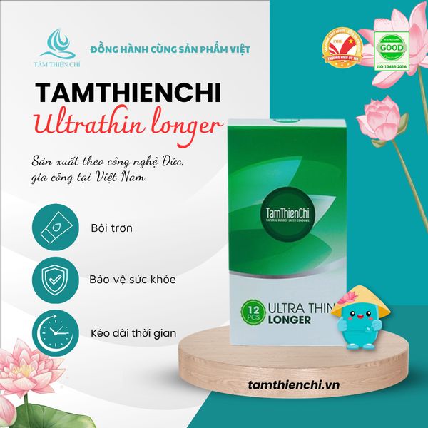 Bao cao su Tâm Thiện Chí Ultra thin Longer hộp 12 cái