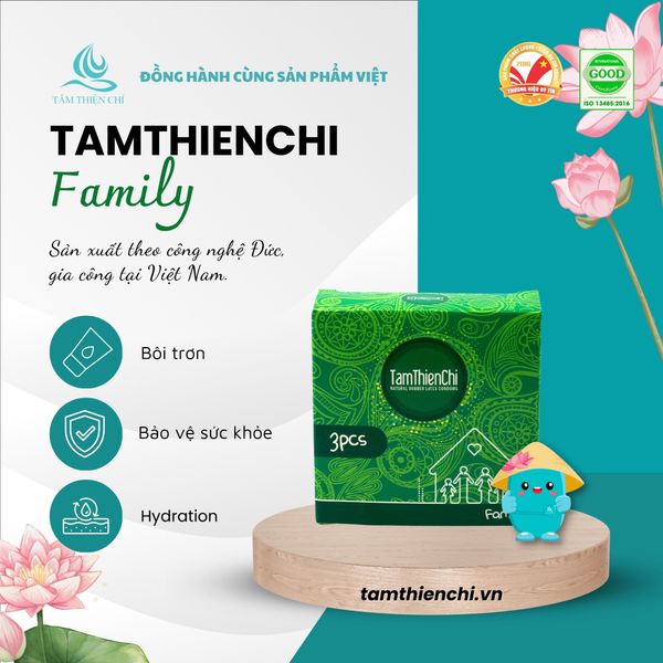 Bao cao su Tâm Thiện Chí FAMILY mỏng trơn hộp 3 cái