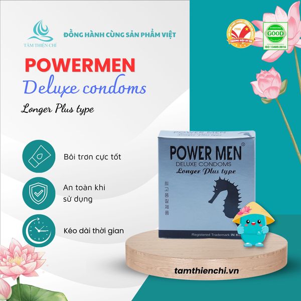 Bao cao su Powermen Longer Plus hộp 3 cái