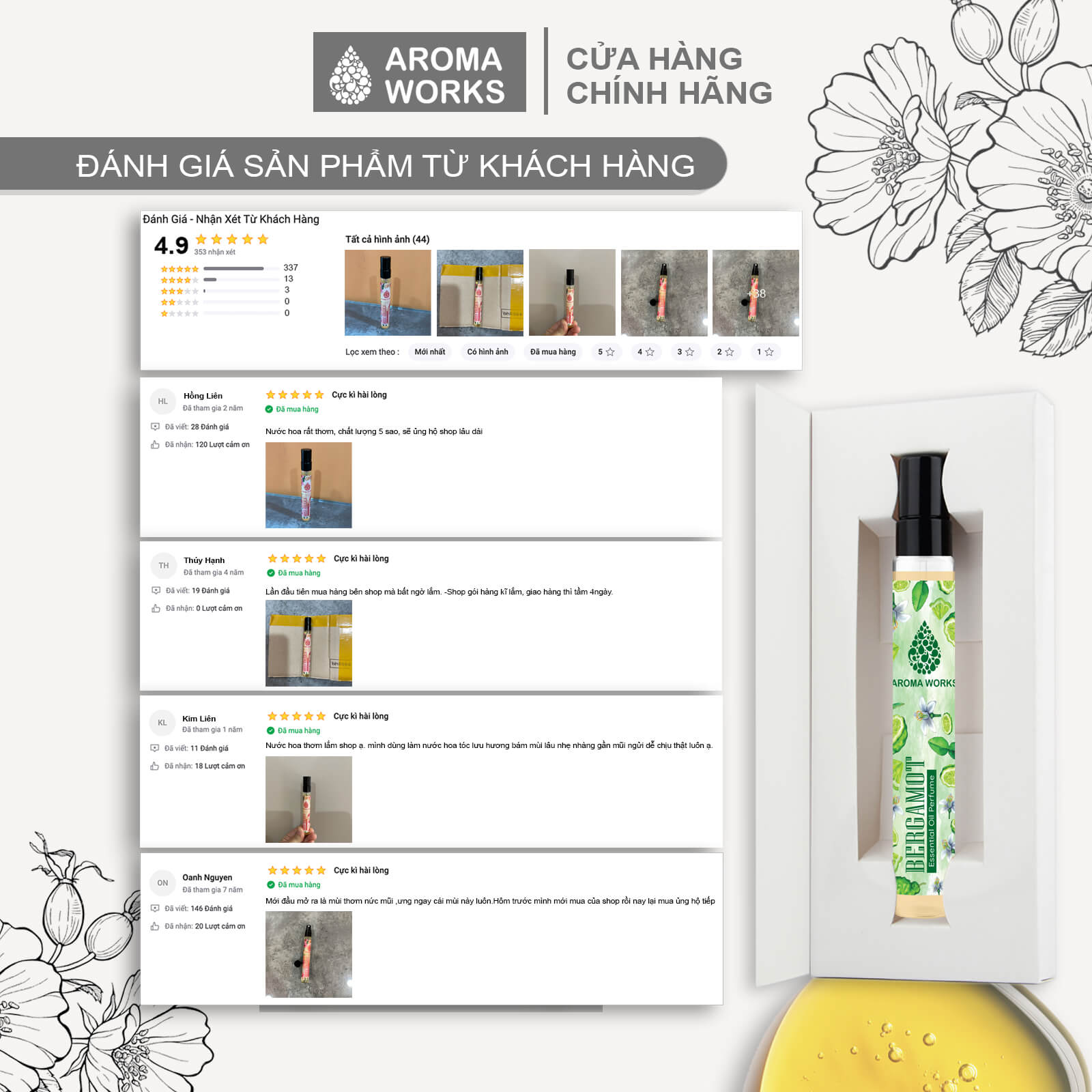 Tinh dầu nước hoa không cồn, lưu hương lâu Aroma Works Bergamot Essential Oil Perfume 10ml - Hương Cam Bergamot