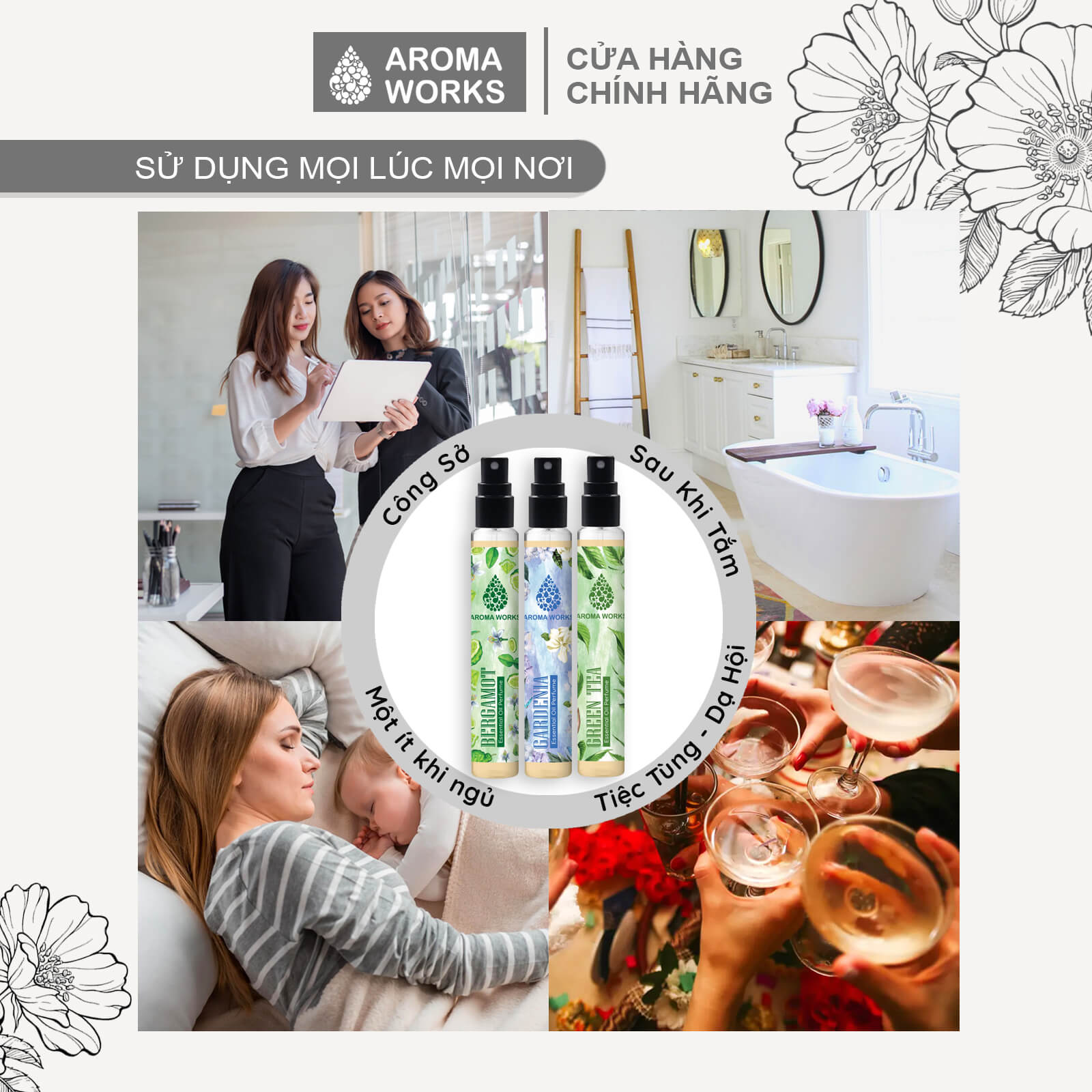 Tinh dầu nước hoa không cồn, lưu hương lâu Aroma Works Bergamot Essential Oil Perfume 10ml - Hương Cam Bergamot