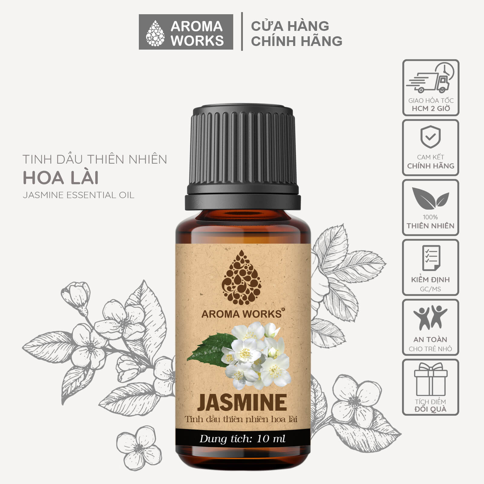 Tinh Dầu Thơm Phòng Aroma Works Hoa Oải Hương - Hoa Lài - Phong Lữ - Trà Trắng - Ylang Làm Nến Thơm