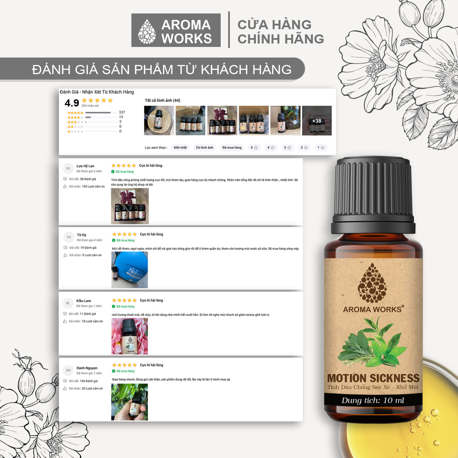 Tinh Dầu Chống Say Xe, Khử Mùi Aroma Works Motion Sickness