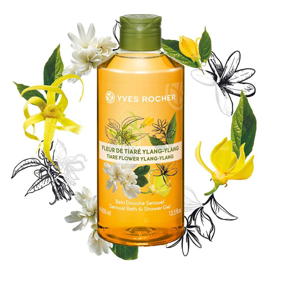 Yves Rocher Tiare Flower & Ylang Ylang Sensual Bath & Shower Gel - 400Ml