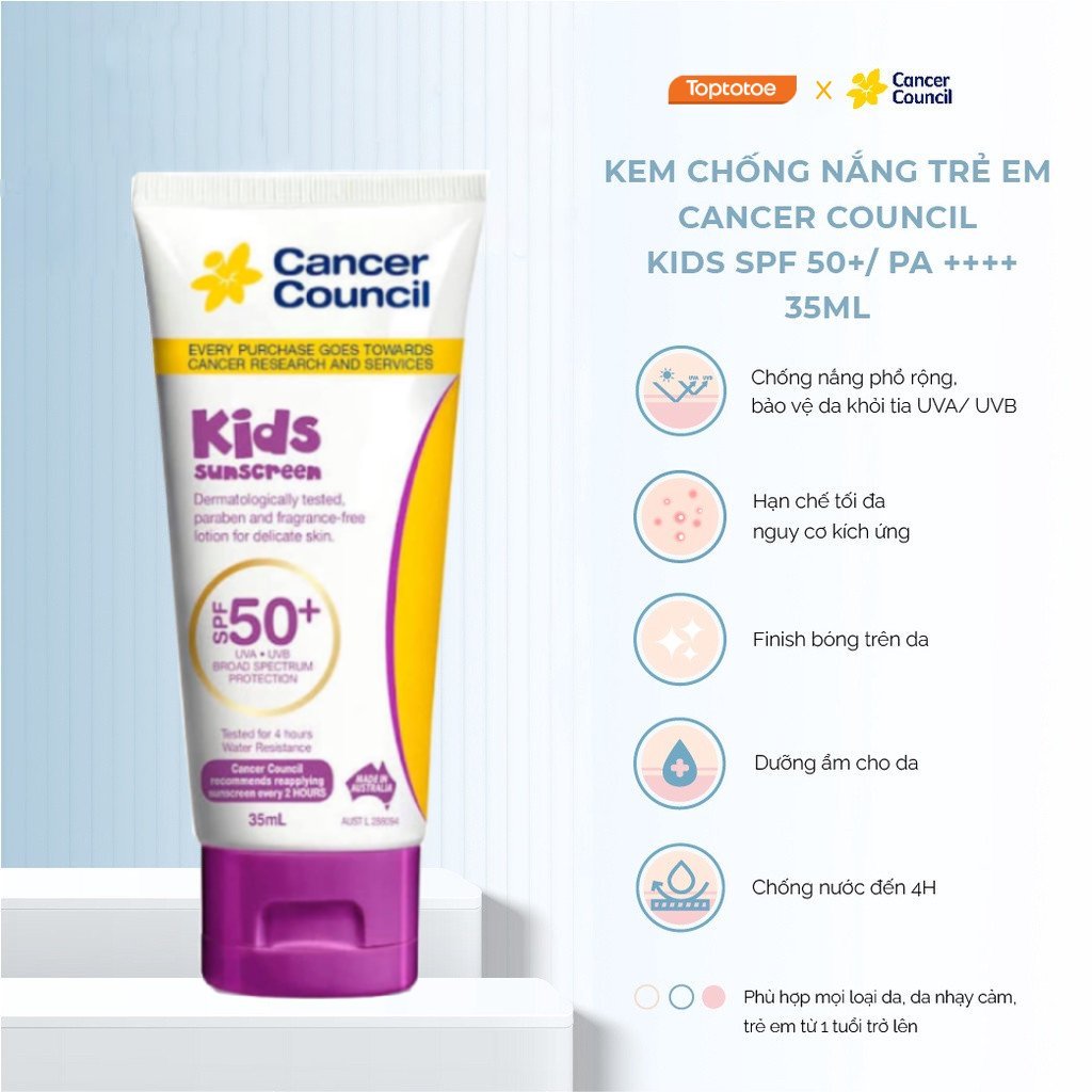 Kem Chống Nắng Cancer Council Dành Cho Trẻ Em Kid Sunscreen SPF50+ UVA-UVB