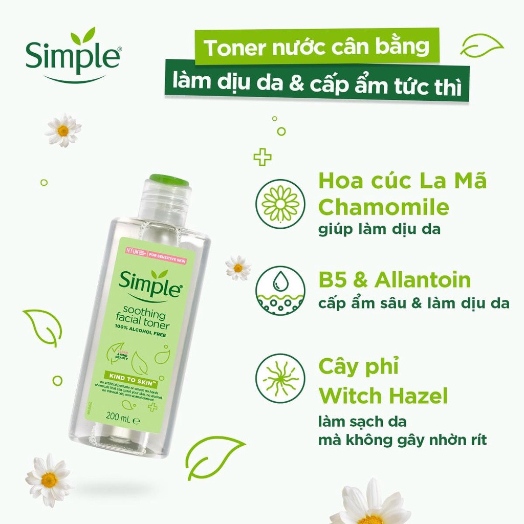 Nước Hoa Hồng Simple Kind To Skin Soothing Facial Toner 200ml | An Beauty Shop