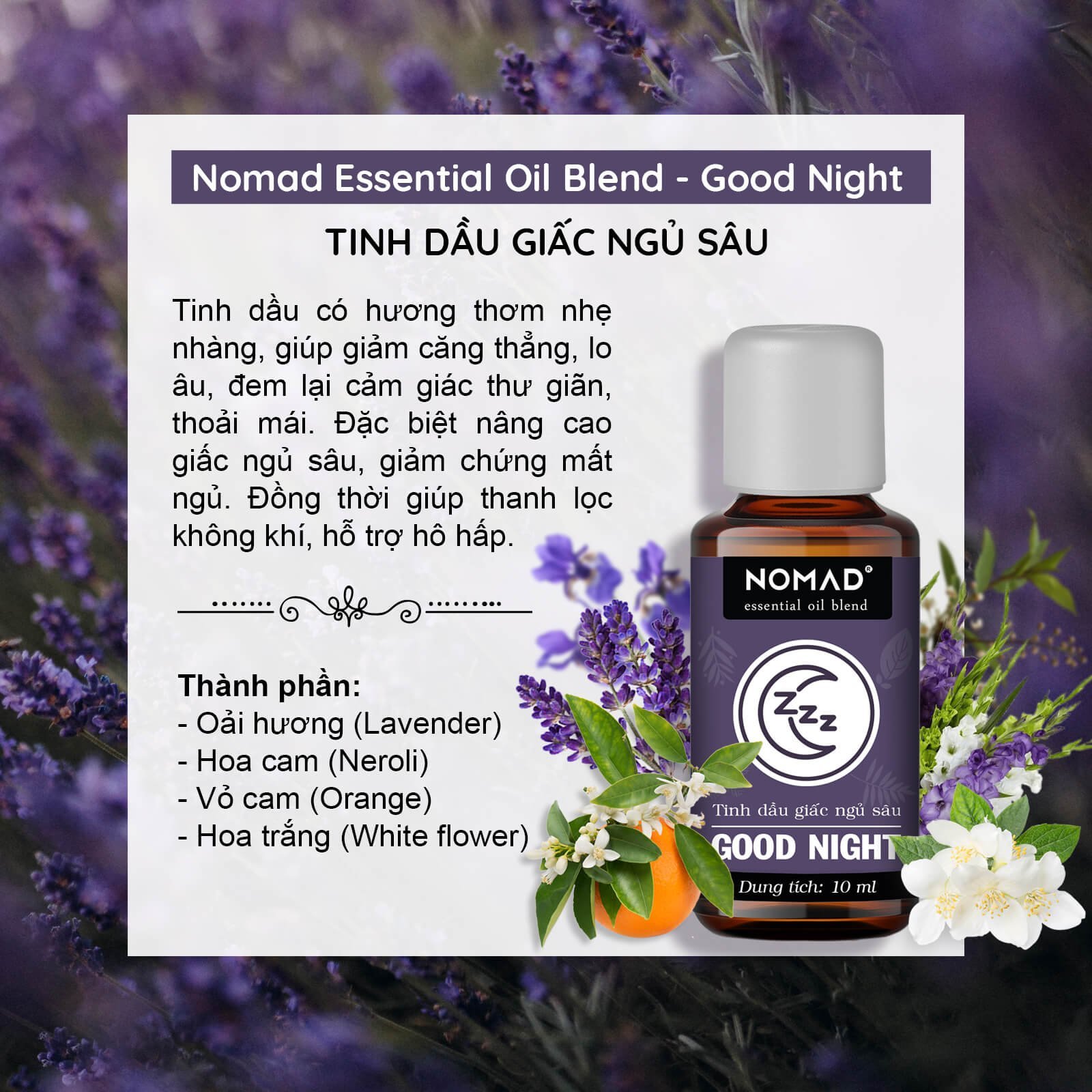 Tinh dầu Nomad Giúp Ngủ Ngon Thư Giãn Nomad Essential Oils Blend Good Night