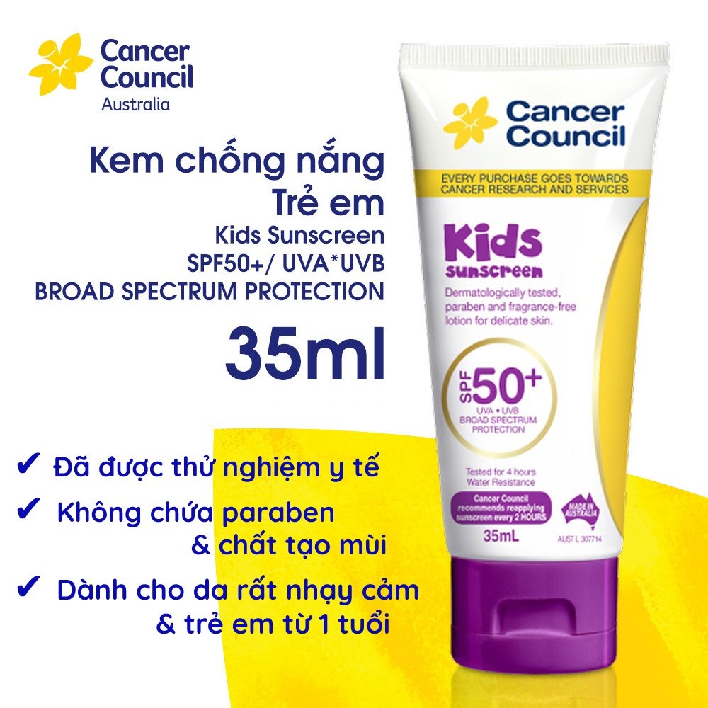Kem Chống Nắng Cancer Council Dành Cho Trẻ Em Kid Sunscreen SPF50+ UVA-UVB