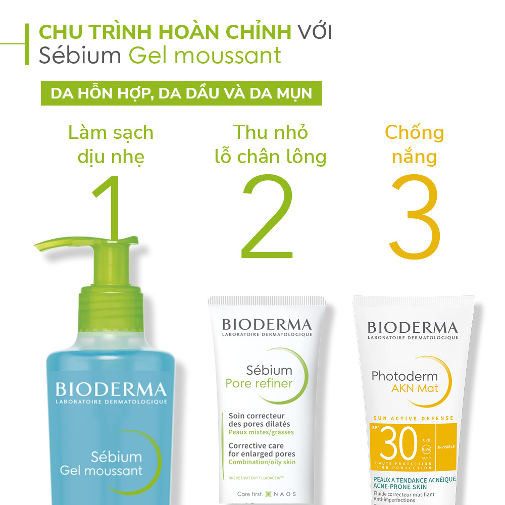 Gel Rửa Mặt Dành Cho Da Dầu Bioderma Sebium Gel Moussant