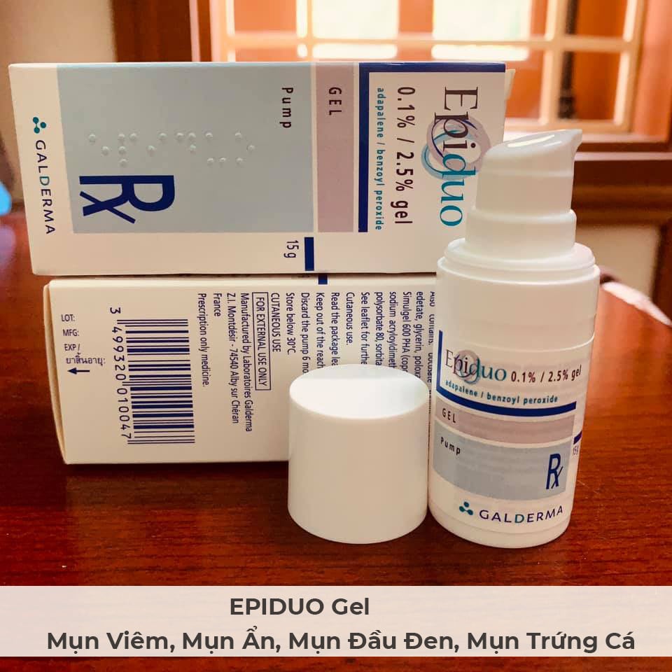 Kem trị mụn viêm, mụn mủ, mụn trứng cá Galderma Epiduo Gel 15g