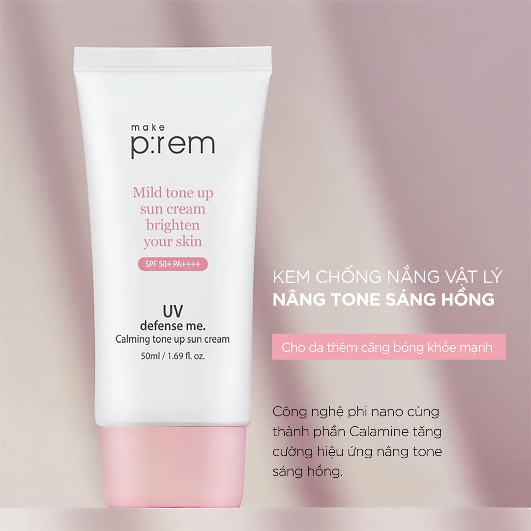 Kem Chống Nắng Vật Lý, Hoá Học Nâng Tone, Kiềm Dầu Make Prem UV Defense Me SPF50+ PA++++