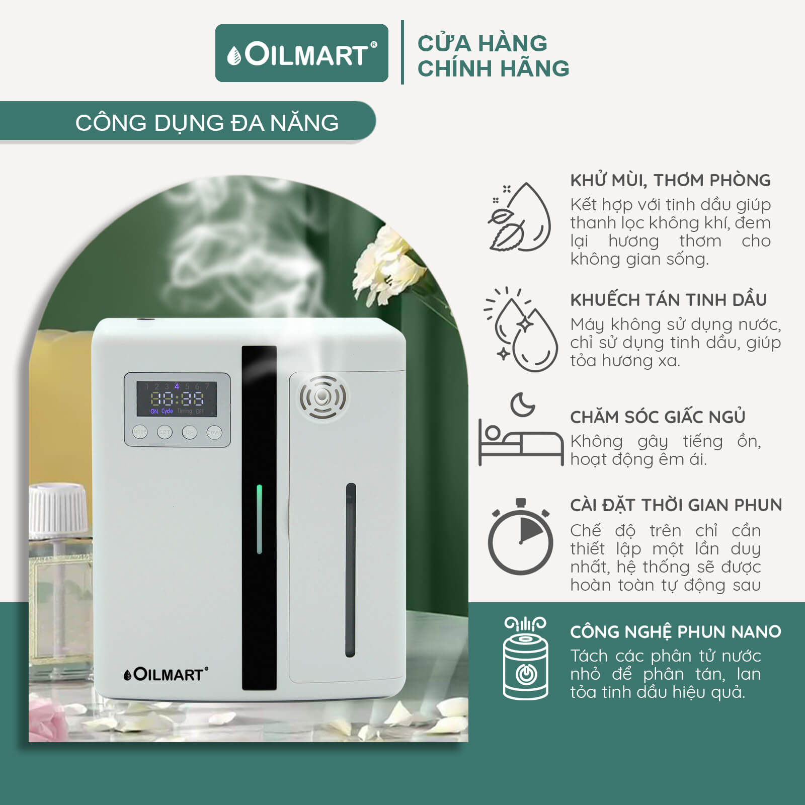 Máy xông tinh dầu công nghiệp Oilmart công suất lớn, diện tích lớn cho Spa, Khách sạn, Nhà hàng, Karaoke, Cửa hàng