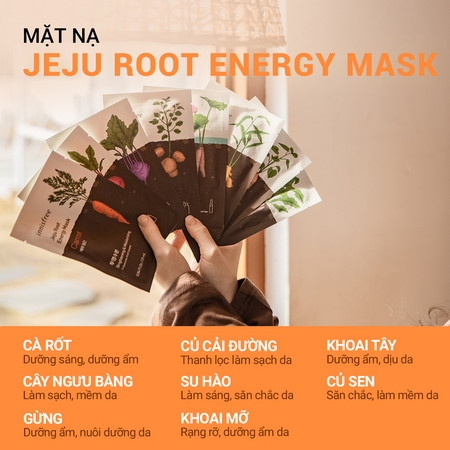 Mặt Nạ Giấy Dưỡng Da Chiết Xuất Từ Củ Rễ Innisfree Jeju Root Energy Mask 25ml