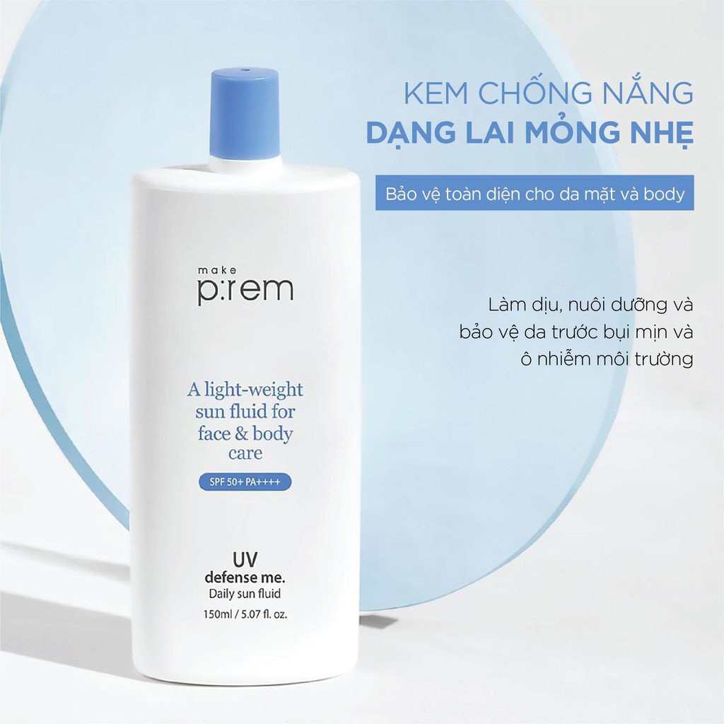 Kem Chống Nắng Vật Lý, Hoá Học Nâng Tone, Kiềm Dầu Make Prem UV Defense Me SPF50+ PA++++