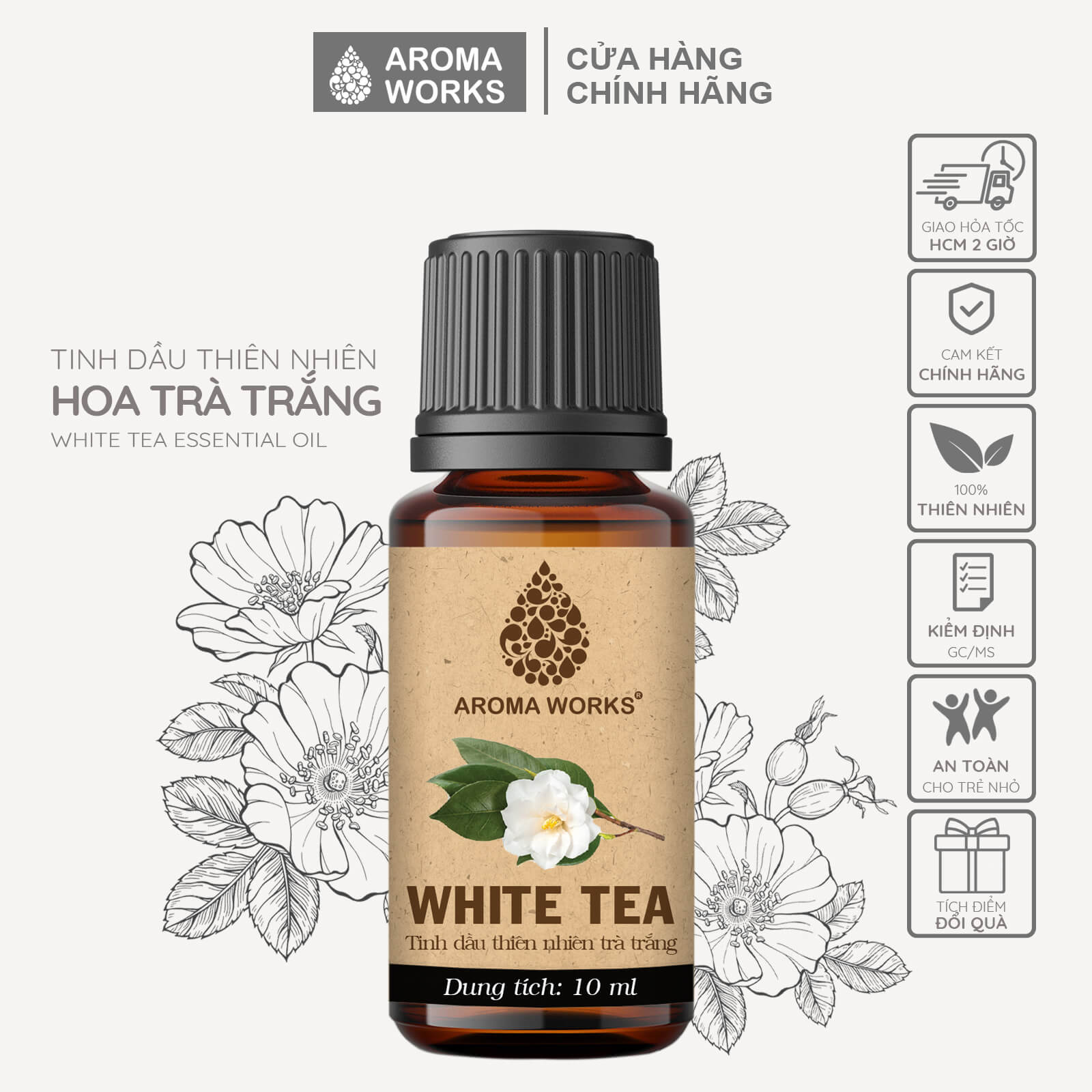 Tinh Dầu Thơm Phòng Aroma Works Hoa Oải Hương - Hoa Lài - Phong Lữ - Trà Trắng - Ylang Làm Nến Thơm