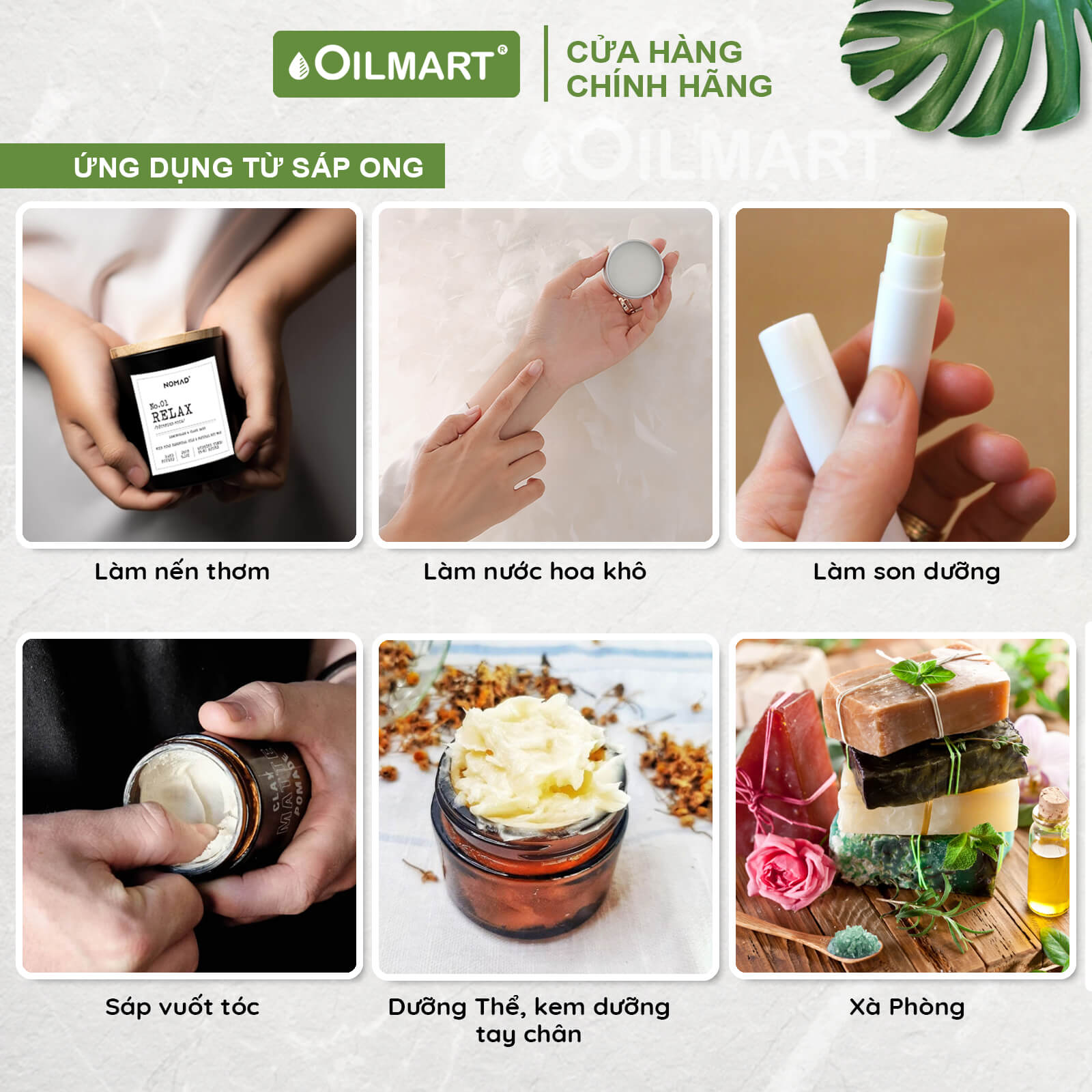 Sáp Ong Làm Nến Thơm Oilmart Natural Beeswax dạng viên, màu trắng ngà, không mùi, 100% thiên nhiên