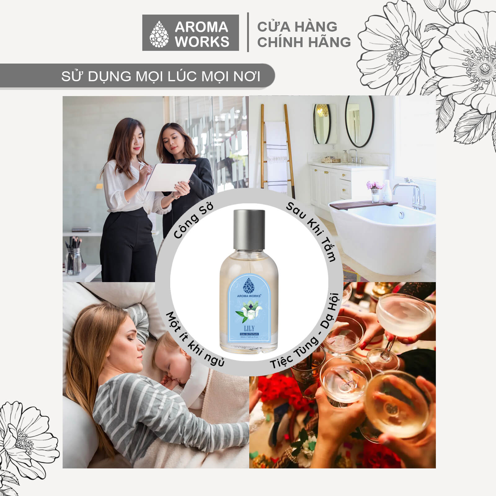 Nước hoa tinh dầu Aroma Works Lily Eau De Parfum lưu hương lâu