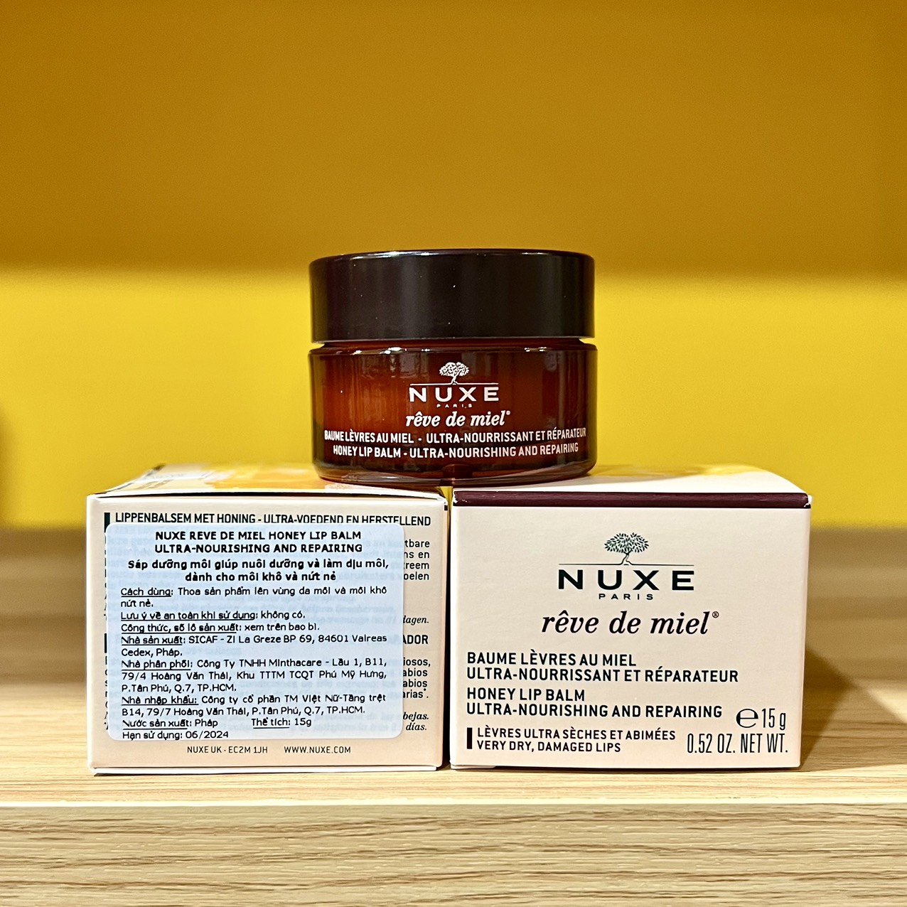 Sáp Dưỡng Cho Môi Khô & Bị Tổn Thương Dạng Hũ Nuxe Reve De Miel Honey Lip Balm Ultra-Nourishing and Repairing 15g