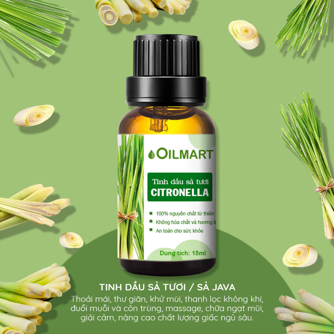 Tinh dầu xông phòng đuổi muỗi, khử mùi, thanh lọc không khí Oilmart Essential Oil - 15ml