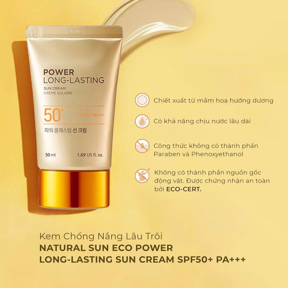 Kem Chống Nắng Đa Năng Thefaceshop Power Long Lasting Sun Cream SPF50+ Pa+++