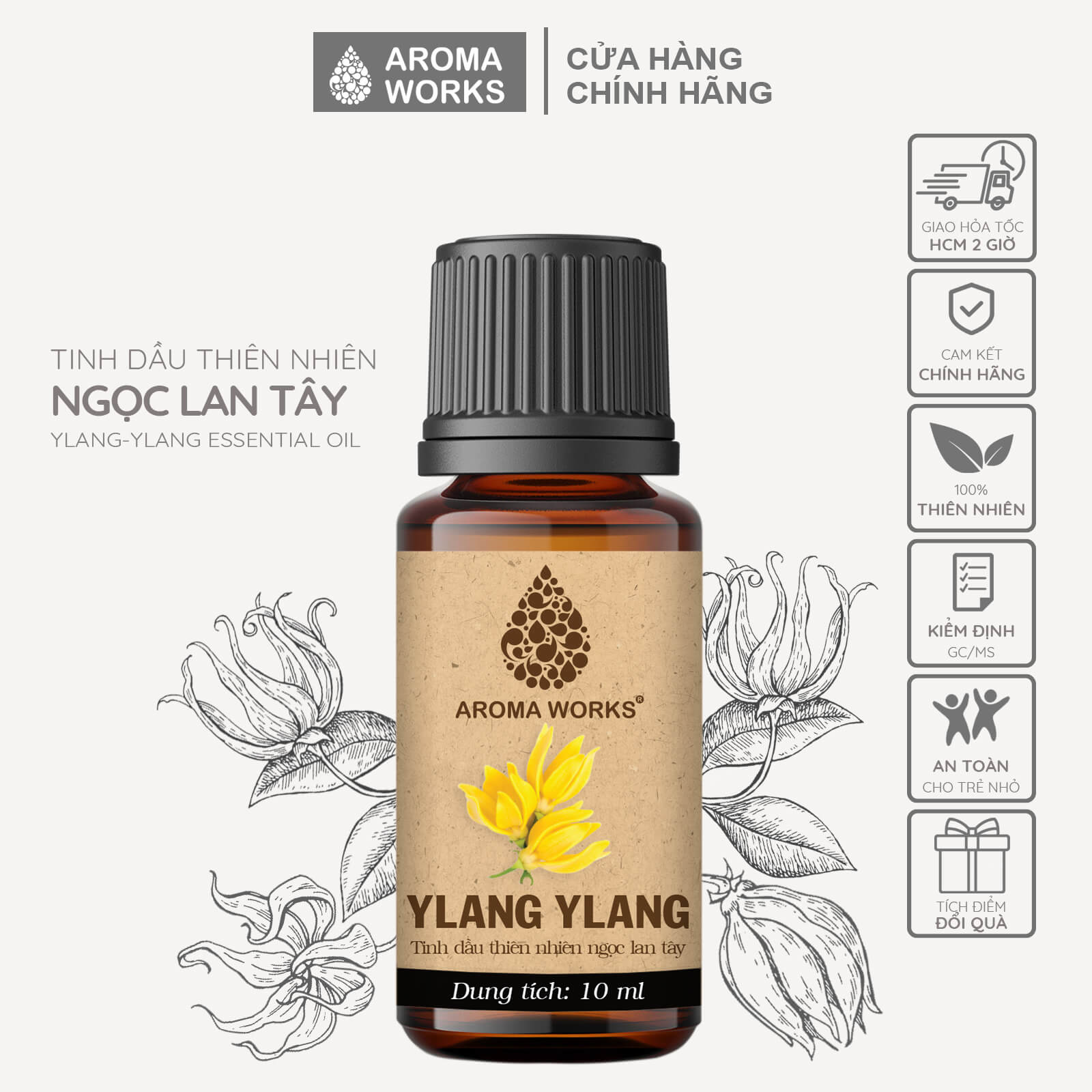 Tinh Dầu Thơm Phòng Aroma Works Hoa Oải Hương - Hoa Lài - Phong Lữ - Trà Trắng - Ylang Làm Nến Thơm