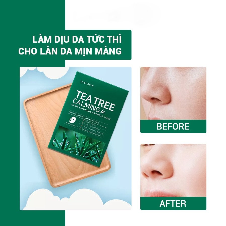 Mặt Nạ Chiết Xuất Tràm Trà Làm Dịu Da, Giảm Mụn Some By Mi Tea Tree Calming Glow Luminous Ampoule Mask 25g