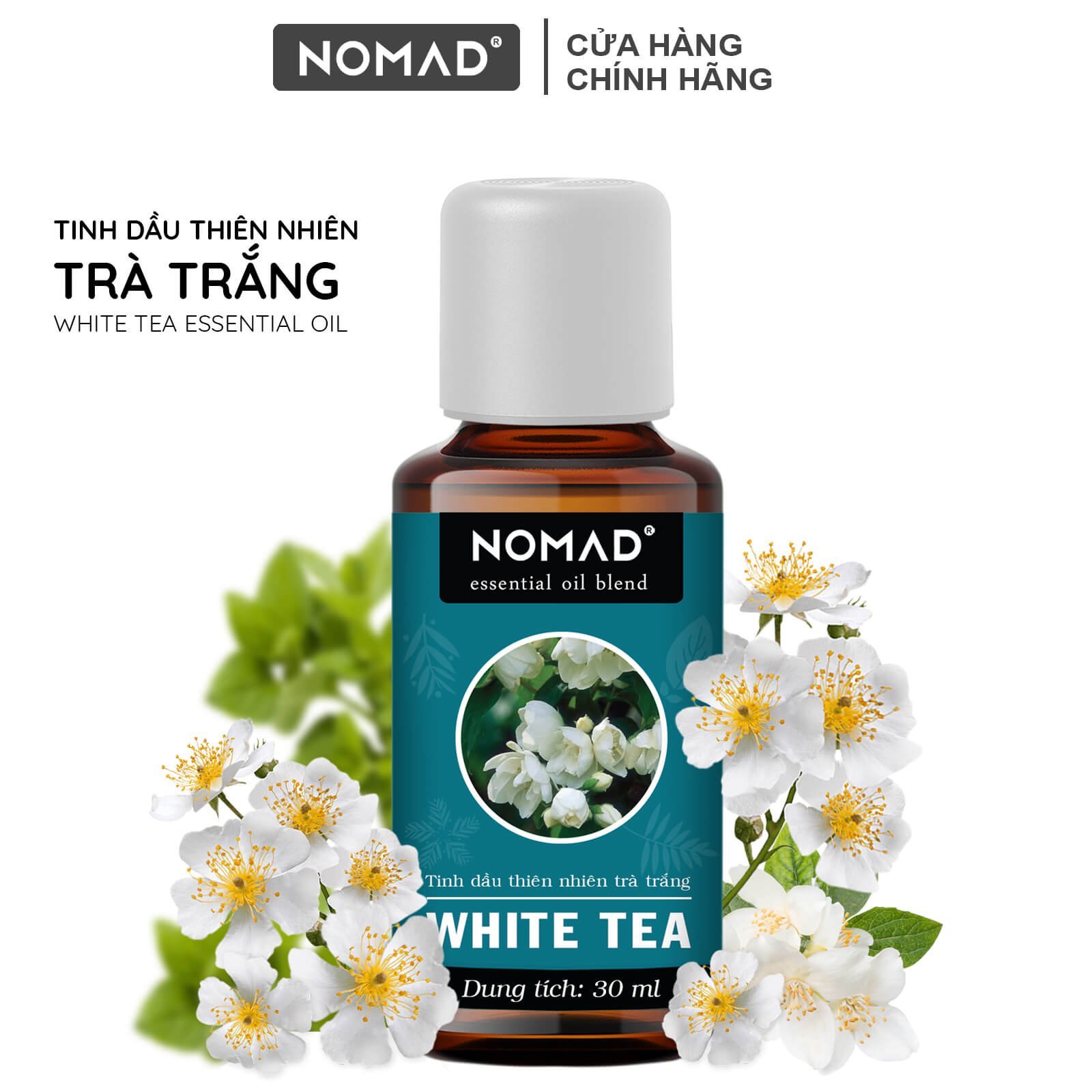 Tinh Dầu Hoa Trà Trắng Thiên Nhiên Thơm Phòng, Khử Mùi, Làm Nến Thơm Nomad White Tea