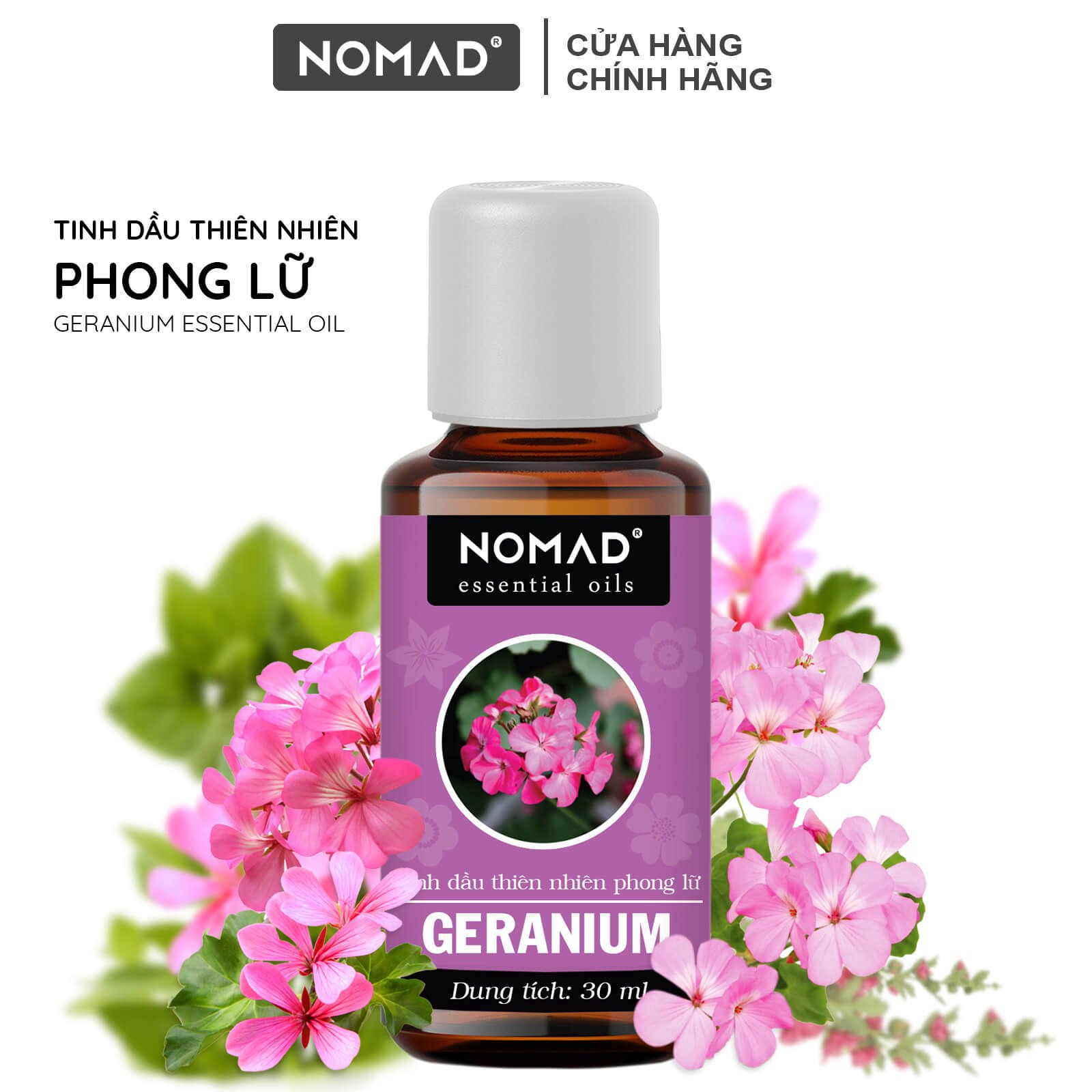 Tinh Dầu Thiên Nhiên Hương Phong Lữ Nomad Essential Oils Geranium xông thơm phòng, khử mùi, thanh lọc không khí