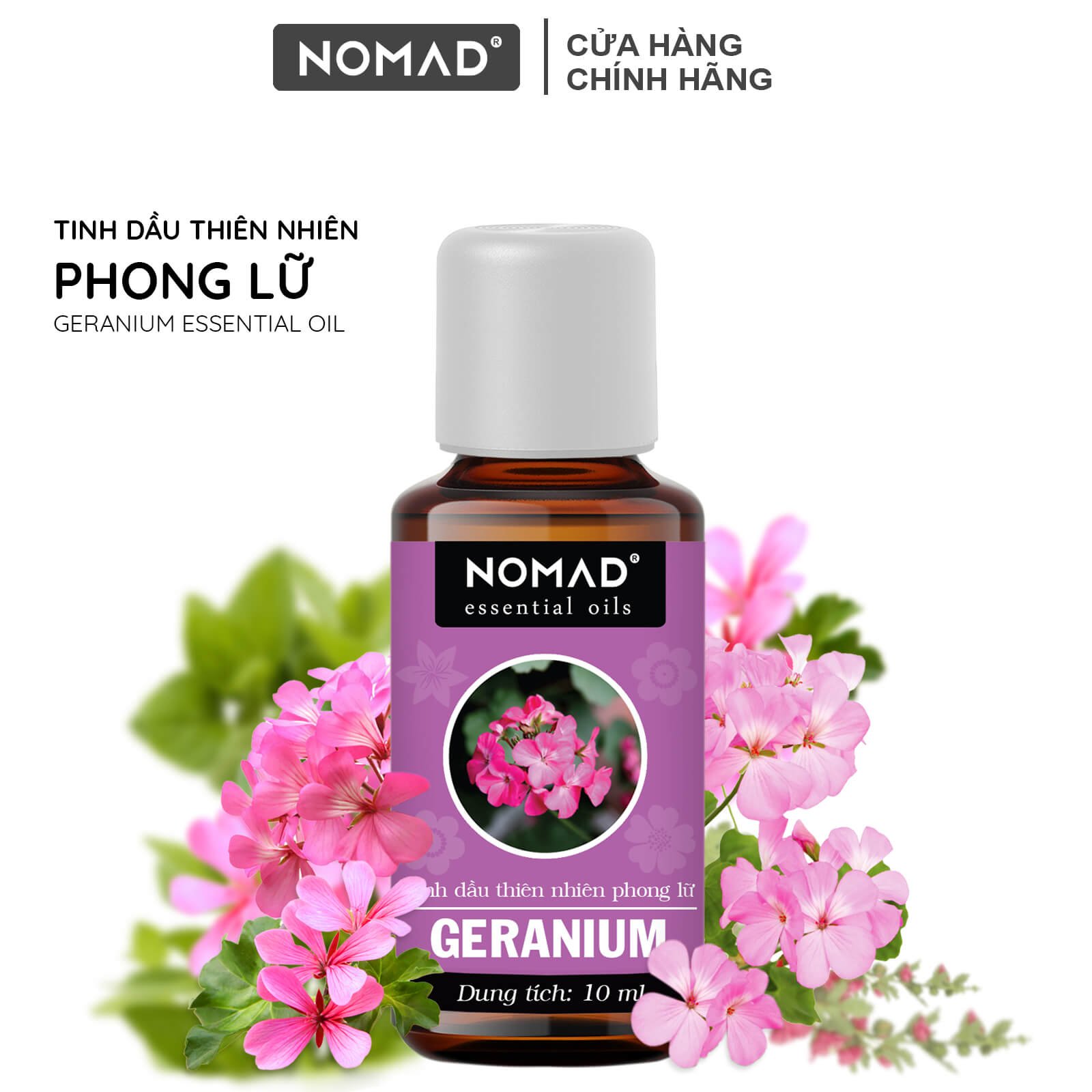 Tinh Dầu Thiên Nhiên Hương Phong Lữ Nomad Essential Oils Geranium xông thơm phòng, khử mùi, thanh lọc không khí