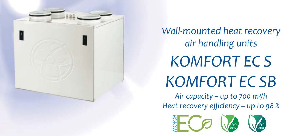 Thiết bị xử lý không khí thu hồi nhiệt Blauberg Komfort EC SB200-E (72 l/s)