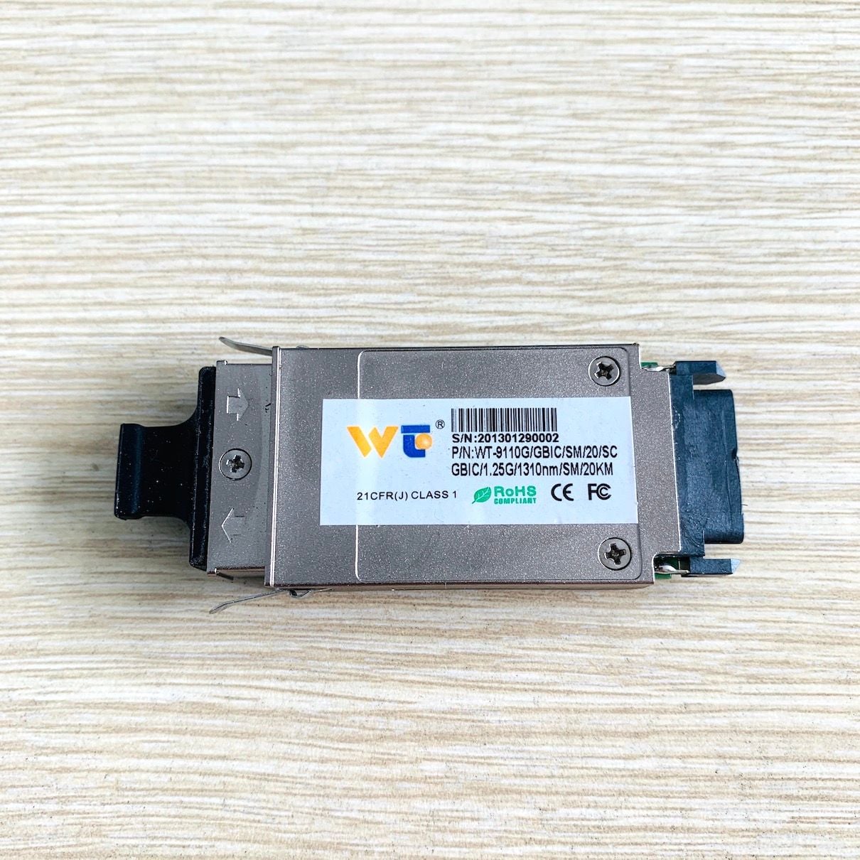 Module quang GBIC 1.25G, 1310nm, 2 sợi quang, SM, 20km, P/N: WT-9110G/GBIC/SM/20/SC