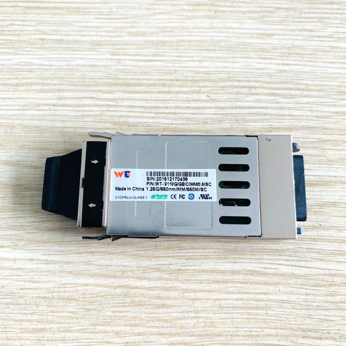 Module quang GBIC 1.25G, 850nm, 2 sợi quang, MM, 550M, P/N: WT-9110G/GBIC/MM/0.5/SC
