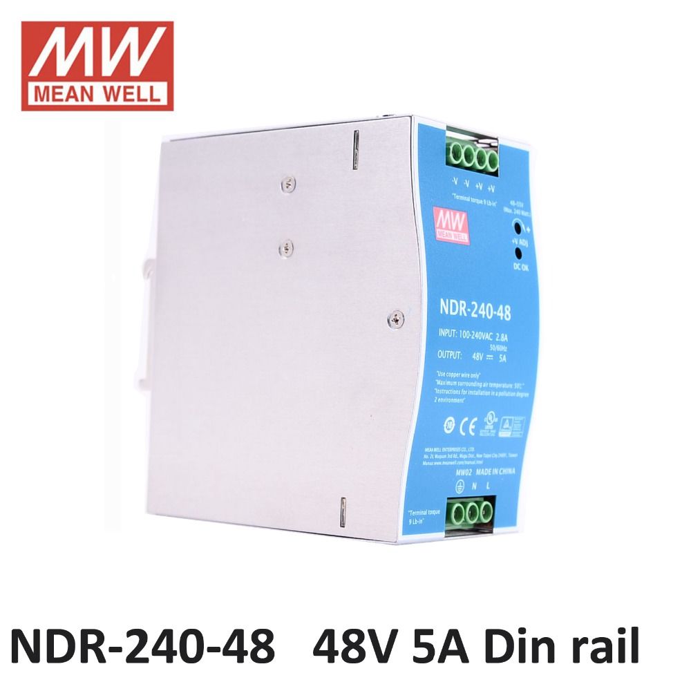 Bộ Đổi Nguồn Điện Công Nghiệp NDR-240-48 AC220V - DC48V 120W 2.5A Gắn Thanh DIN Rail - Chính Hãng Meanwell