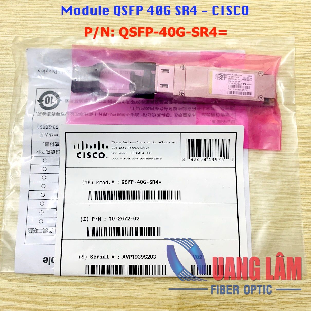 Module quang QSFP+ 40G MM 850nm MPO-12FO QSFP-40G-SR4= (CISCO)