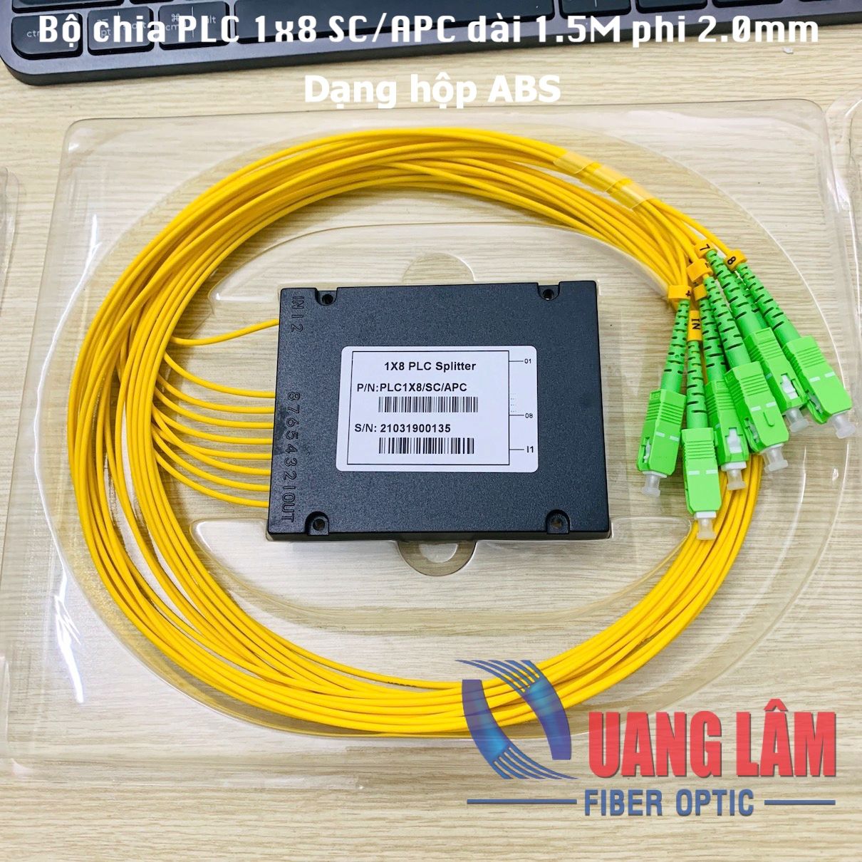 Bộ Chia Quang Dạng Hộp ABS PLC 1x8 SC/APC Dài 1.5M Phi 2.0mm