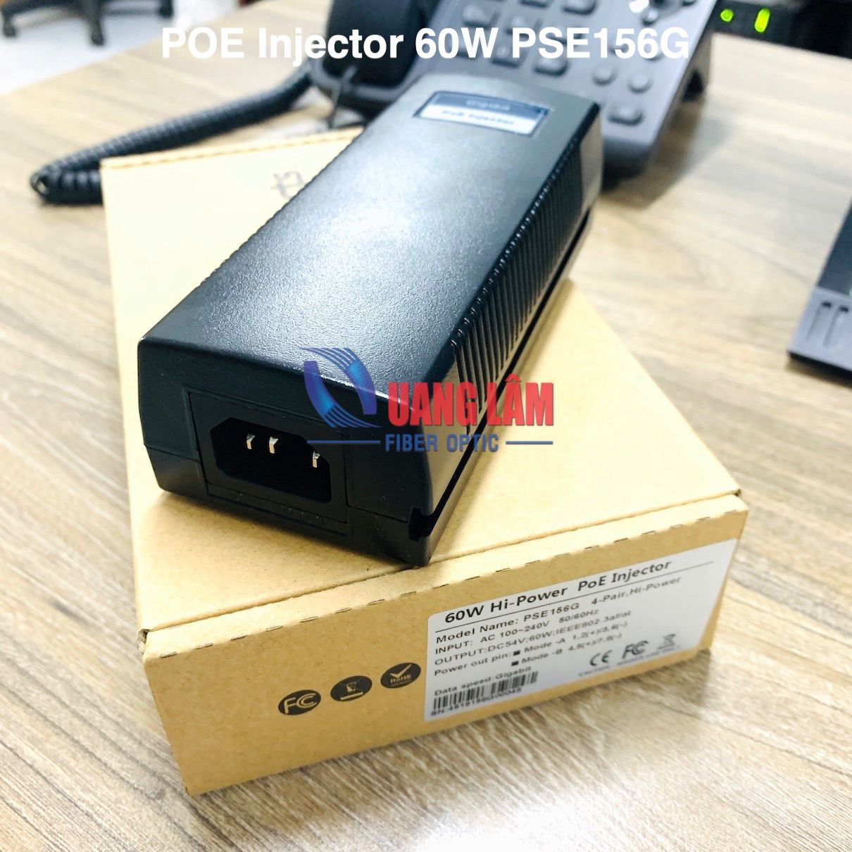 Adapter POE 54V-60W 2 Port(1 Data in+ 1 Data PoE Out), tốc độ 10/100/1 ...