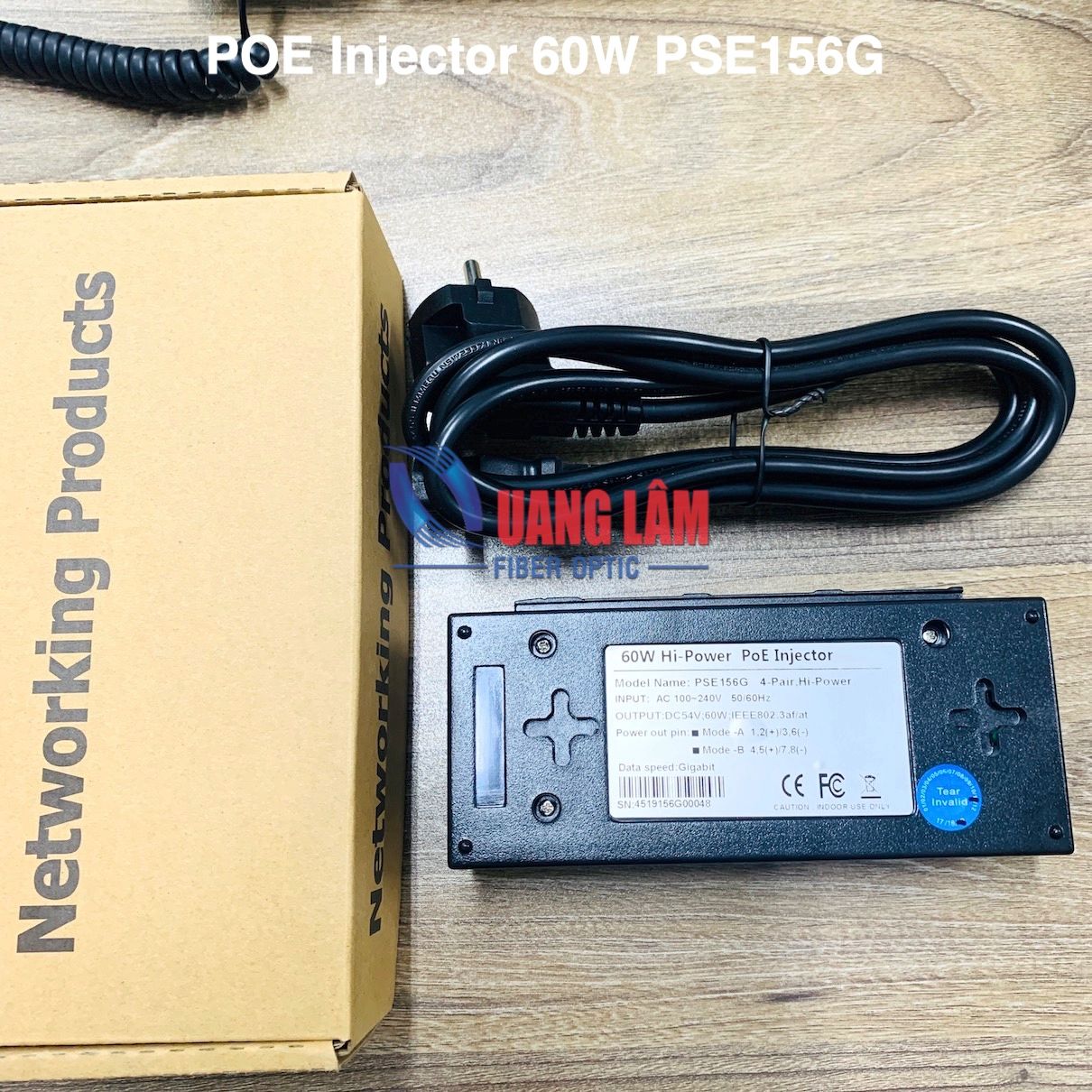 Adapter POE 54V-60W 2 Port(1 Data in+ 1 Data PoE Out), tốc độ 10/100/1 ...