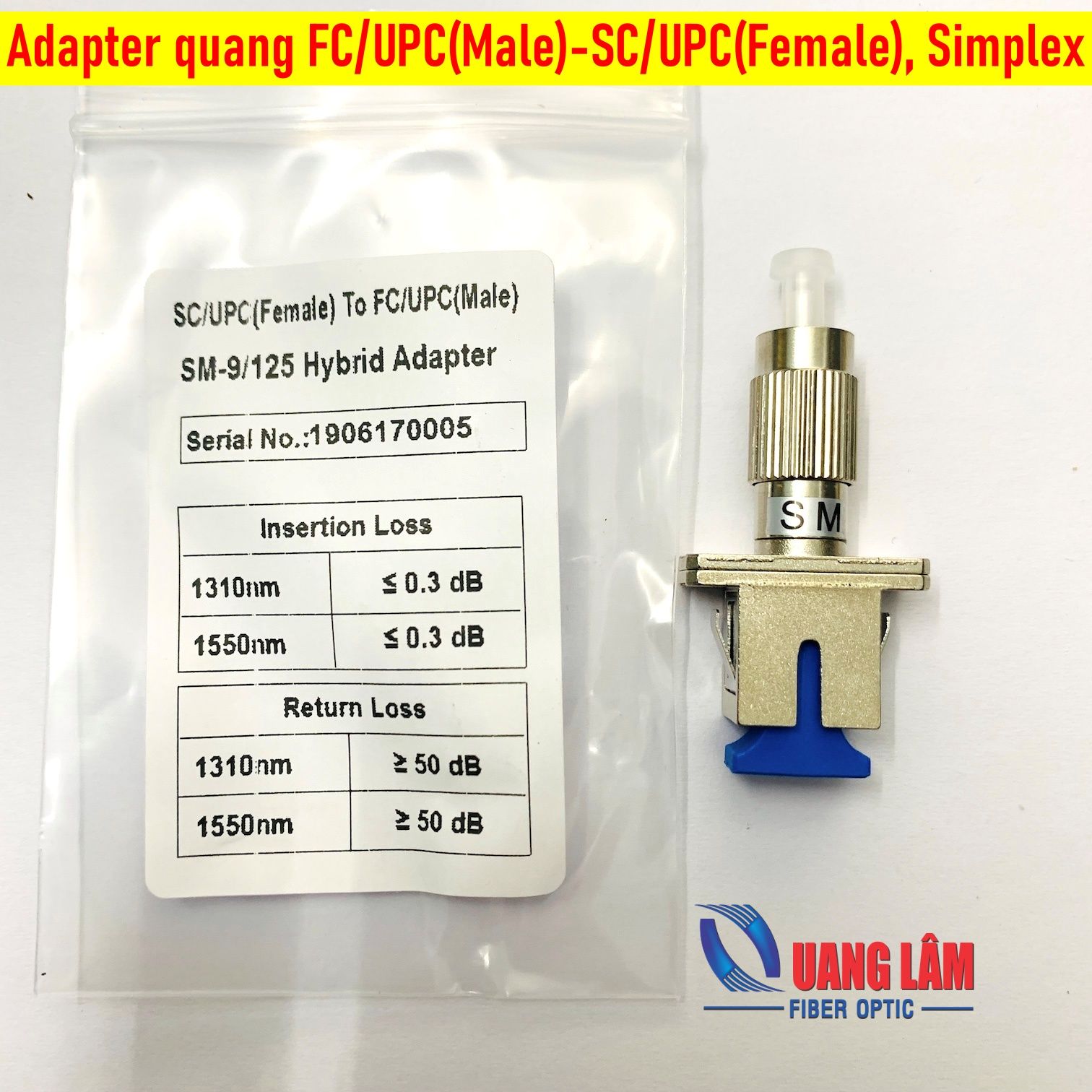 Đầu chuyển đổi đầu nối FC/UPC(Male)-SC/UPC(Female) Singlemode, Simplex ...