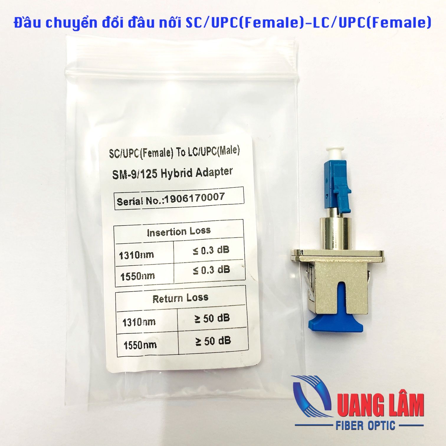 Đầu chuyển đổi đầu nối SC/UPC(Female)-LC/UPC(Male) Singlemode, Simplex