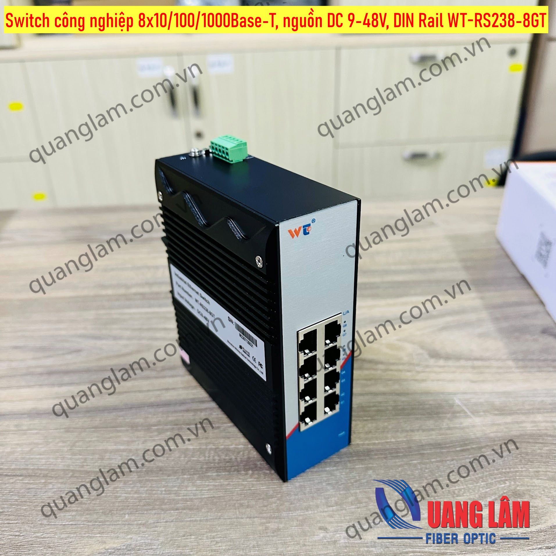 Switch công nghiệp 8x10/100/1000Base-T, nguồn DC 9-48V, DIN Rail WT-RS238-8GT