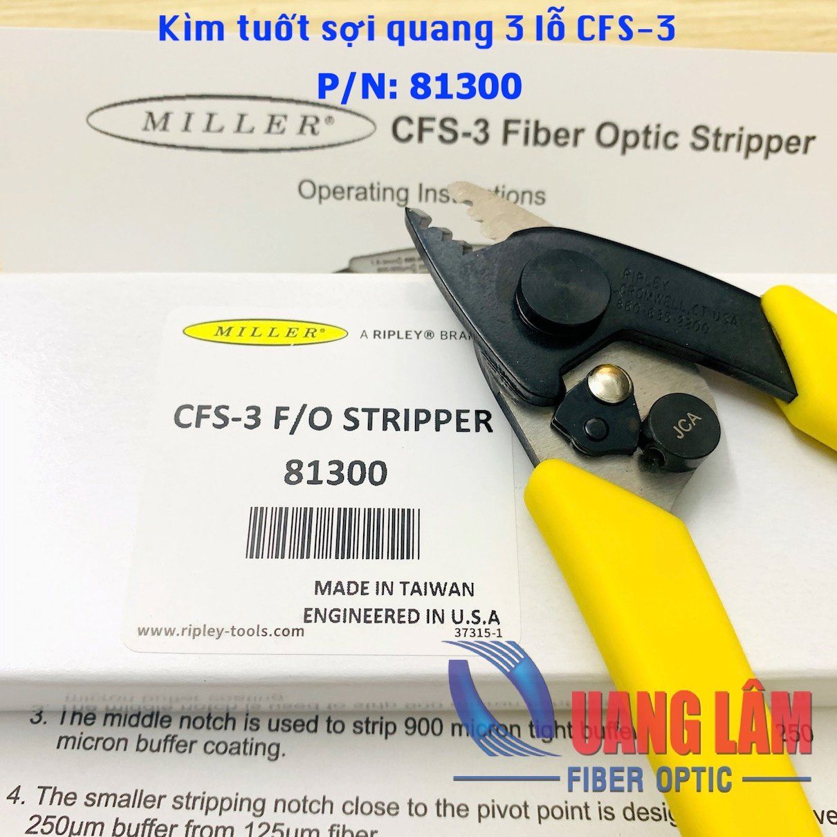 Kìm tuốt sợi quang 3 lỗ CFS-3 P/N: 81300 (Miller-USA) - Hàng chính hãng