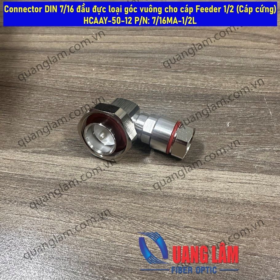 Connector DIN 7/16 đầu đực loại góc vuông cho cáp Feeder 1/2 (Cáp cứng) HCAAY-50-12 P/N: 7/16MA-1/2L